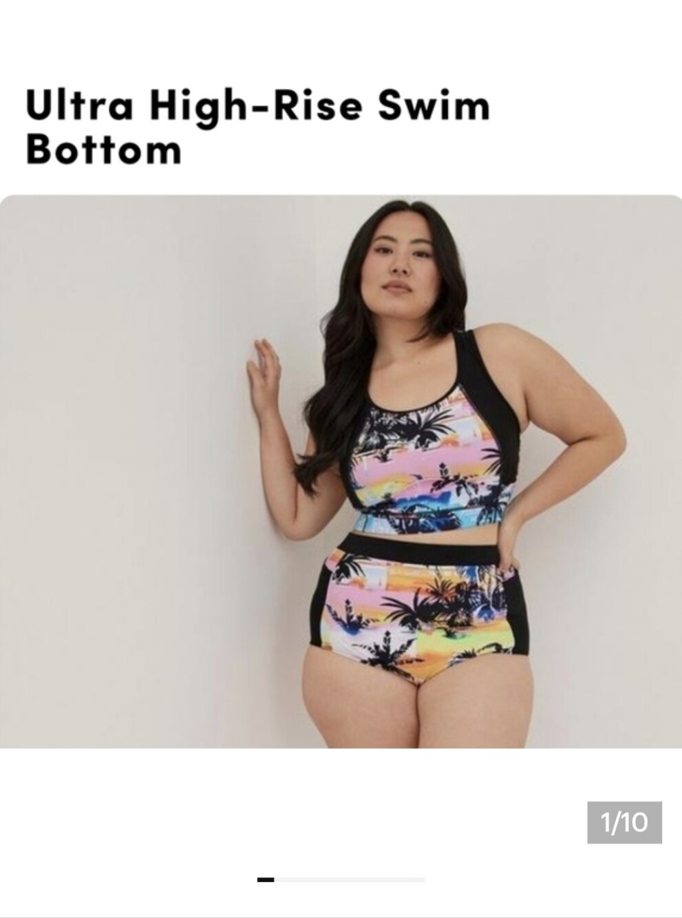 TORRID active High Rise Swim Bottom, Sz M/L fits L/XL New!